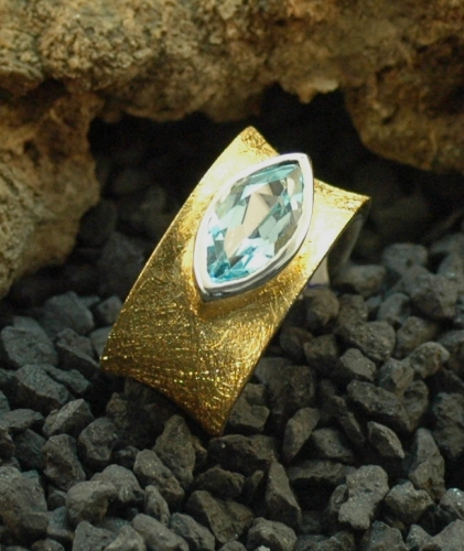 Preview: Edeltopas Ring Silber vergoldet